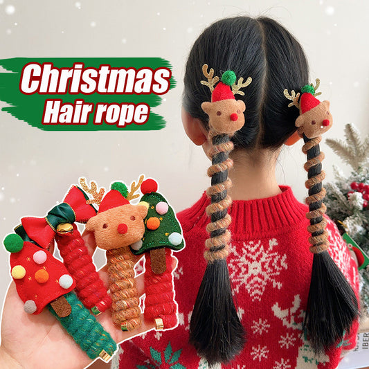 Cute Girls Elastic Rubber Band Christmas Children Telephone Wire Hair Spiral Coil Festive Dress Up Kid Hair Accessories Headwear